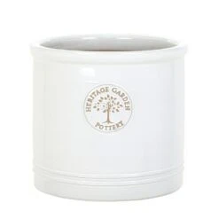 Woodlodge 38cm White / Cream Glazed Heritage Cylinder Pot -Water N Plants Sales Store 5021346500646 3
