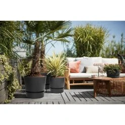 Elho 25cm Living Black Greenville Round Planter -Water N Plants Sales Store 8711904332334 4